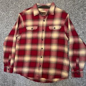 Orvis Heavy Flannel Plaid Button Up Shirt Jacket Mens Shacket L